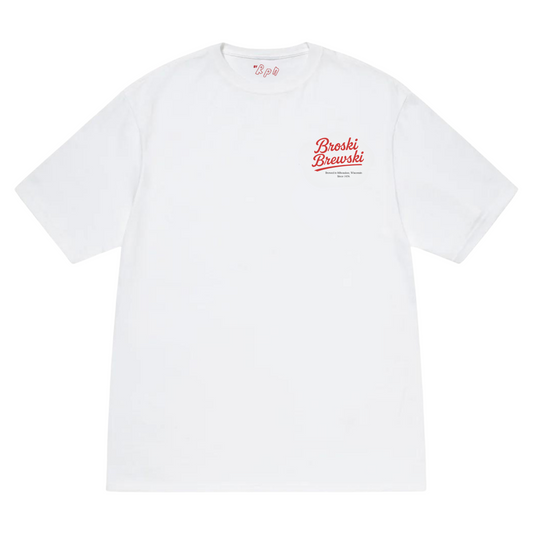 oversized short sleeved t-shirt in white with 'Broski Brewski' print