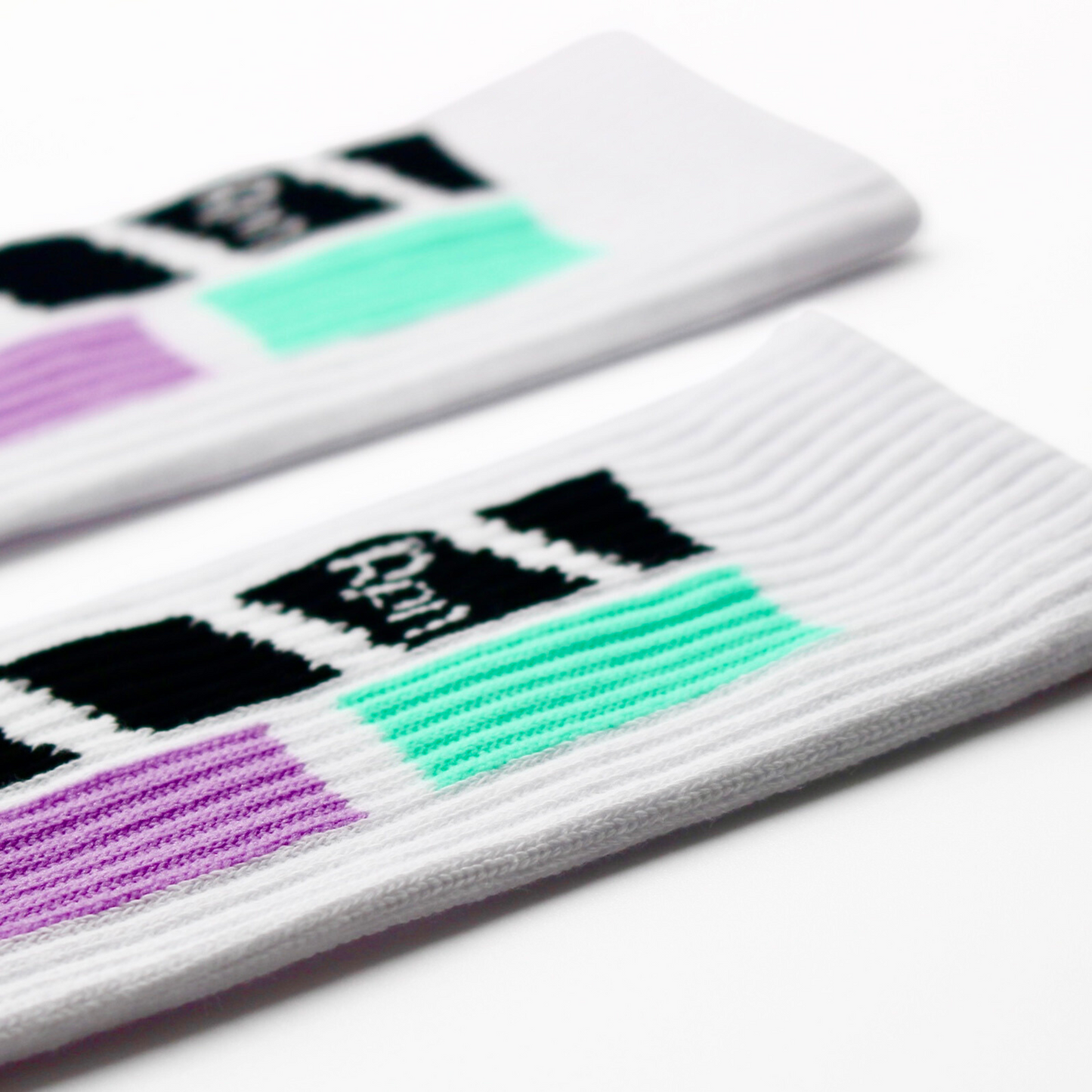 socks in white with Hyper Geo 1 series print