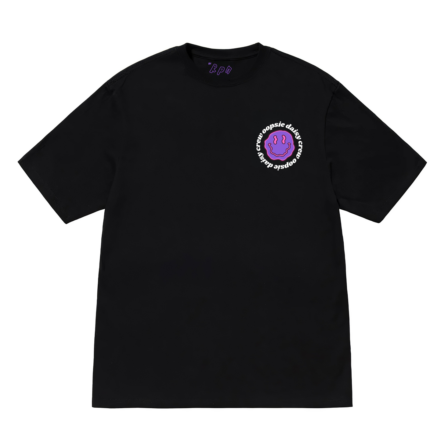 oversized short sleeved t-shirt in black with 'OOPSIE DAISY CREW' print