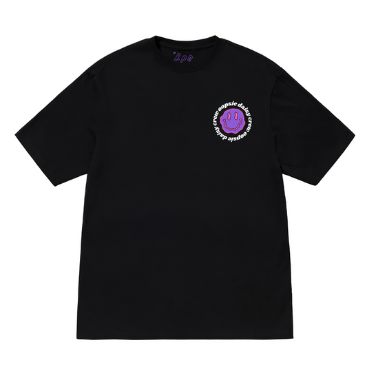 oversized short sleeved t-shirt in black with 'OOPSIE DAISY CREW' print