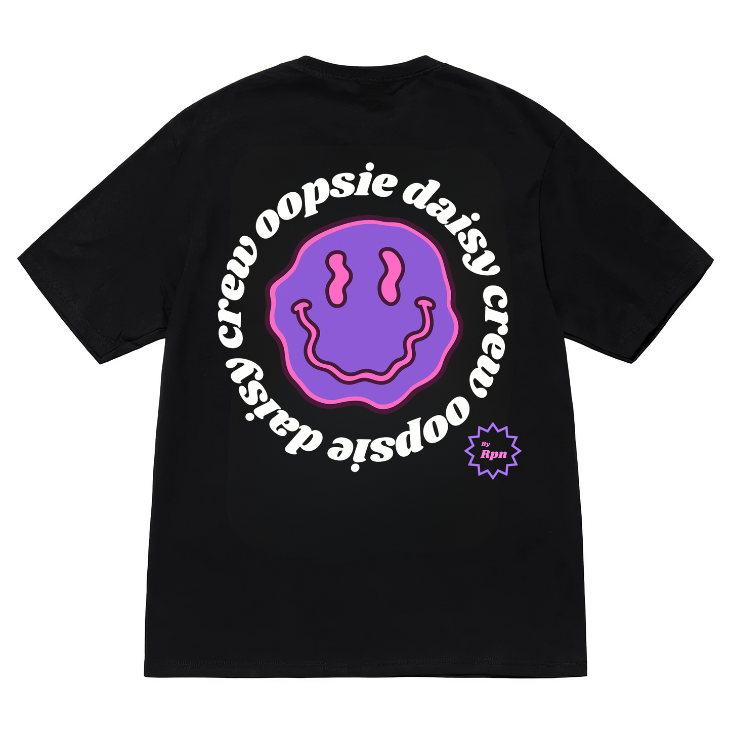 oversized short sleeved t-shirt in black with 'OOPSIE DAISY CREW' print