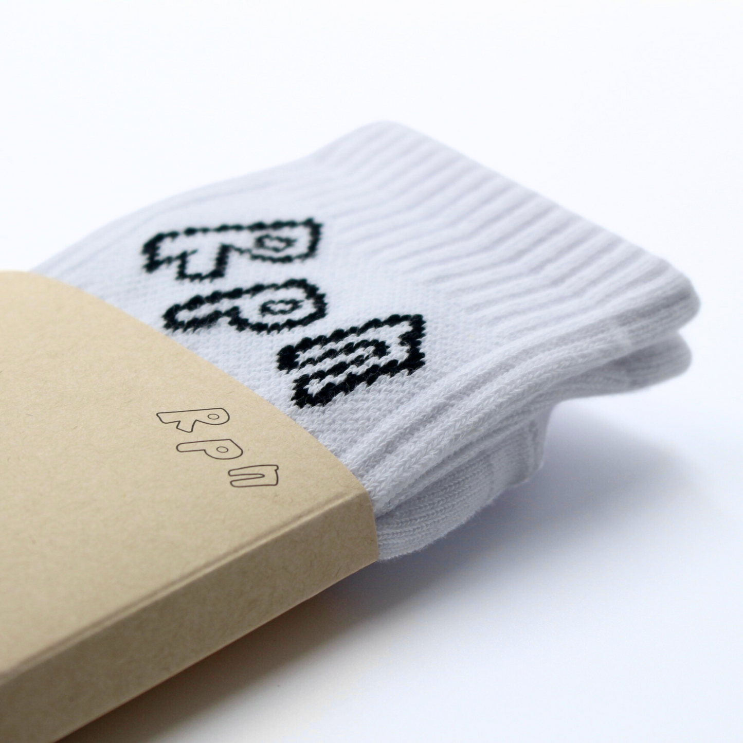 socks in white with #misc1 print