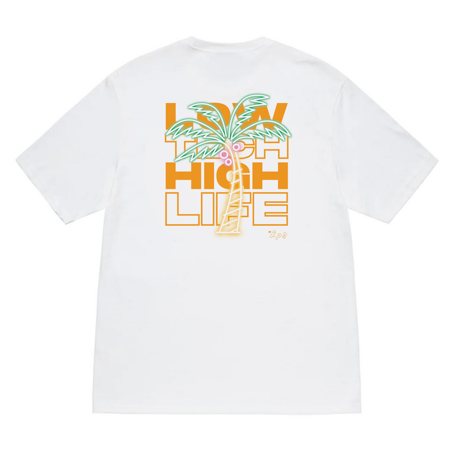 oversized short sleeved t-shirt in white with low tech high life print