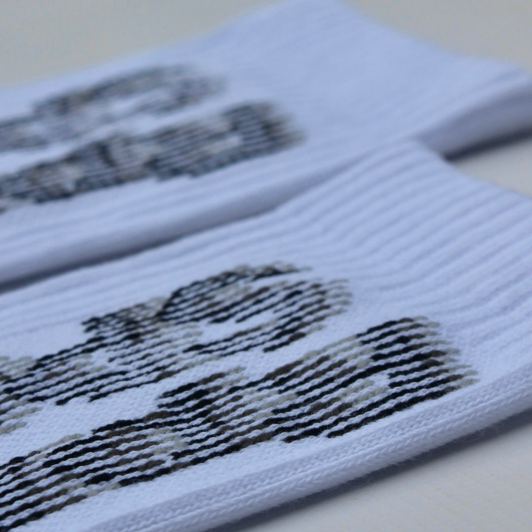 socks in white with RpnSPORT print