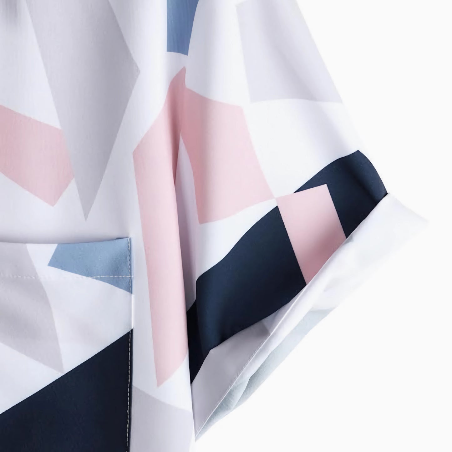 short sleeved patterned button up shirt