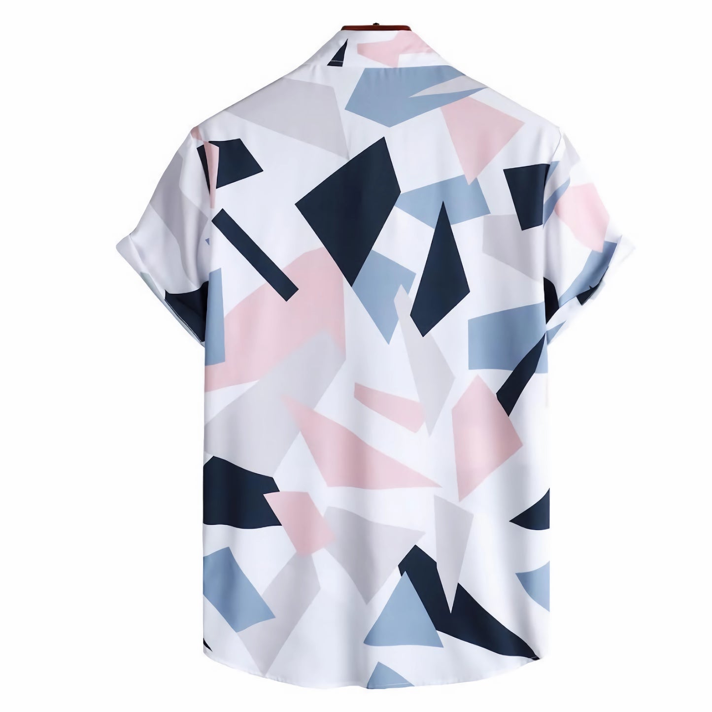 short sleeved patterned button up shirt