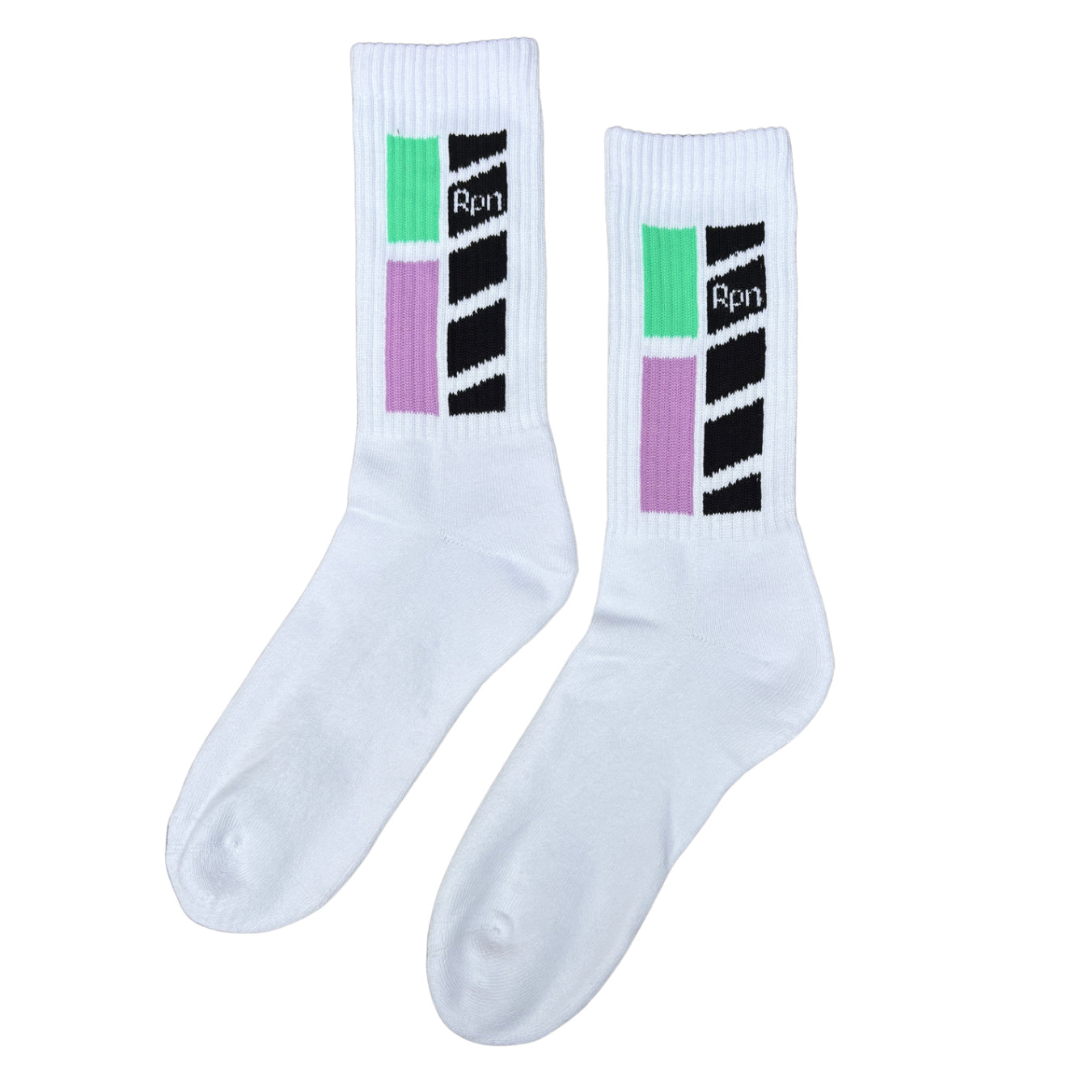 socks in white with Hyper Geo 1 series print