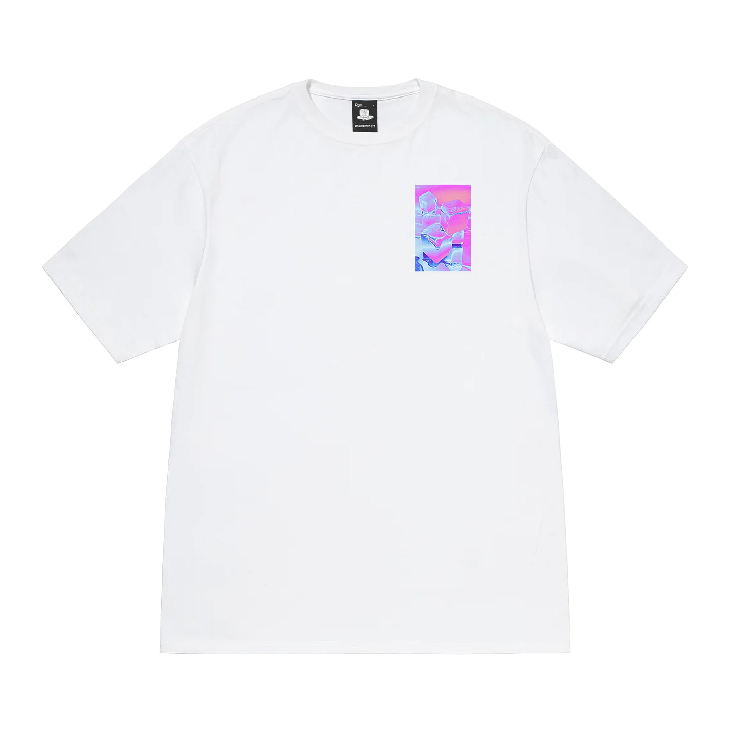 oversized short sleeved t-shirt in white with ice cold print 1