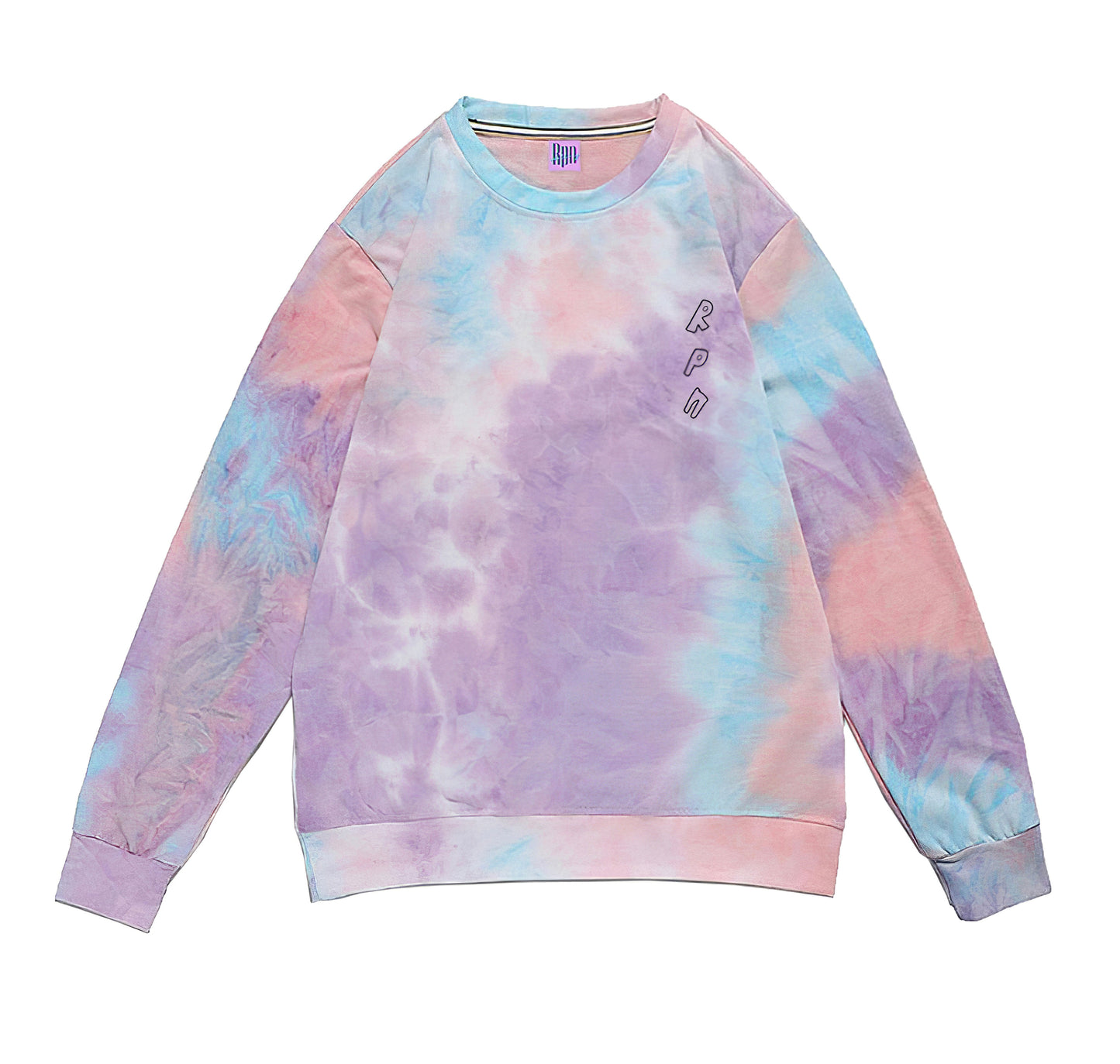 sweatshirt in multicolour tie dye with #misc1 print