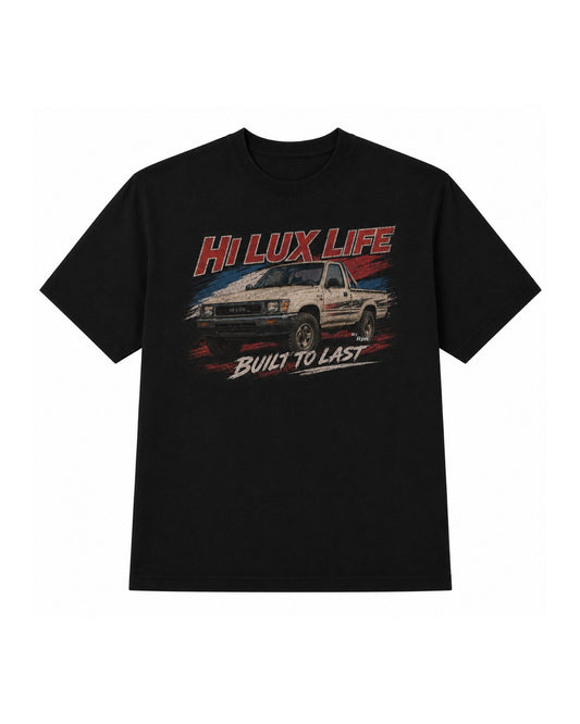 oversized short sleeved men's tshirt in black with HI LUX LIFE print