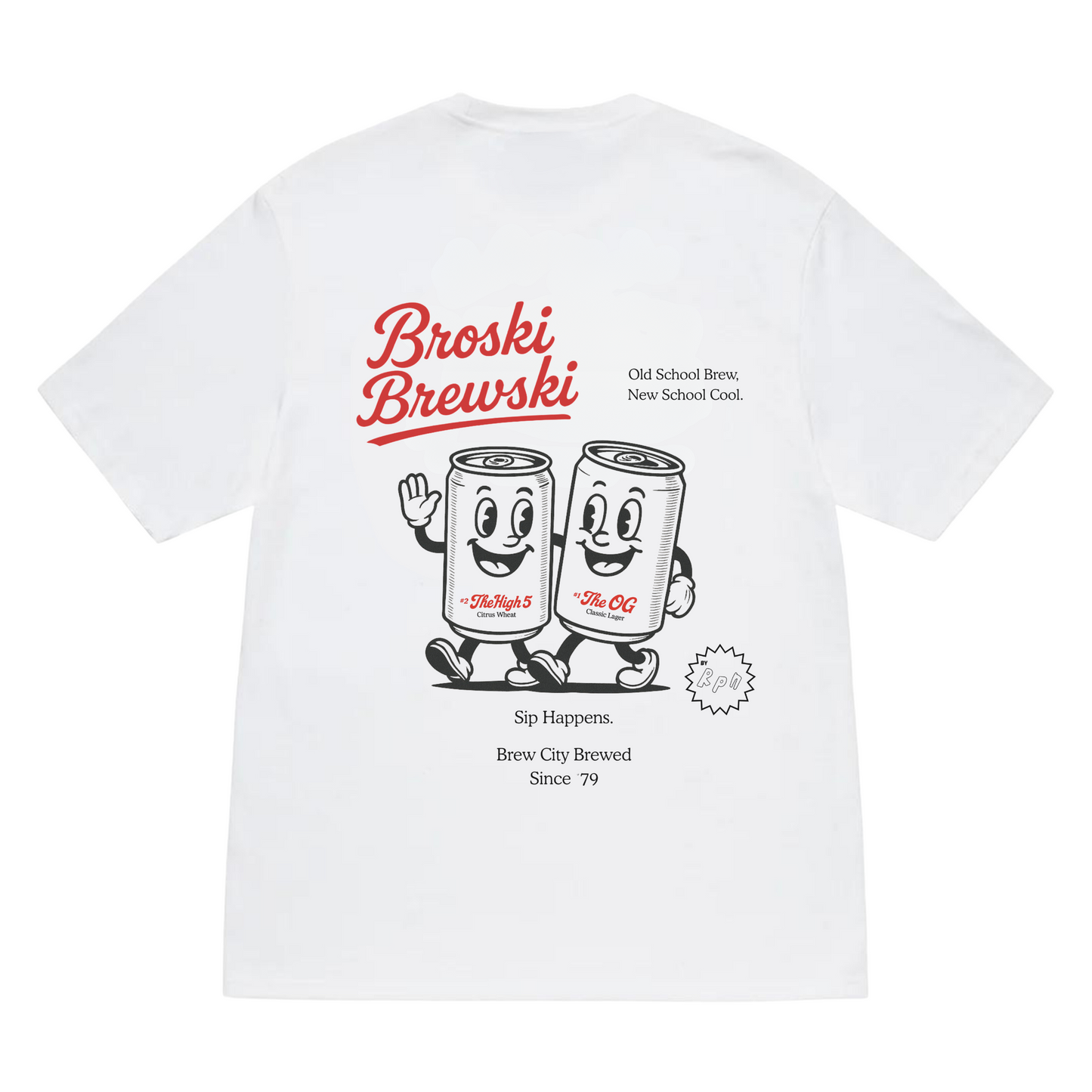 oversized short sleeved t-shirt in white with 'Broski Brewski' print
