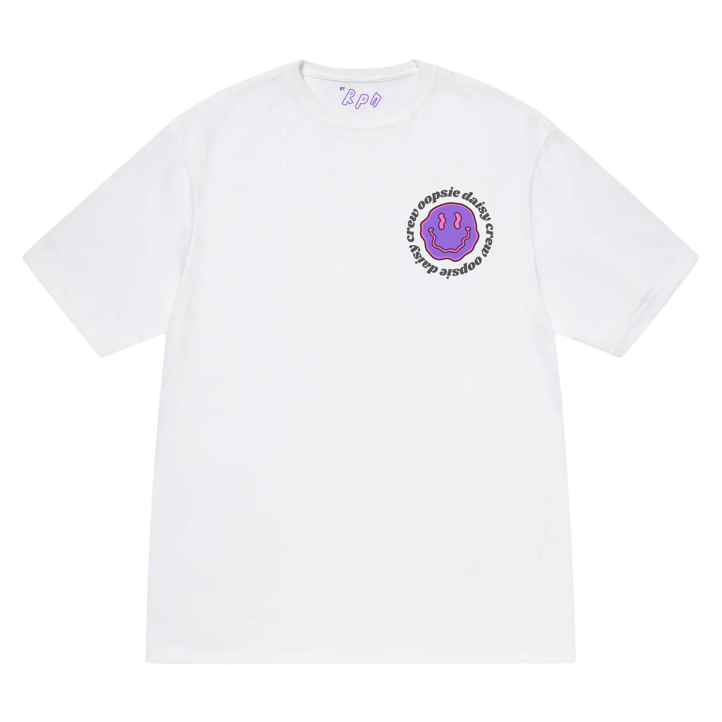 oversized short sleeved t-shirt in white with 'OOPSIE DAISY CREW' print