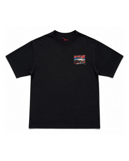 oversized short sleeved men's tshirt in black with HI LUX LIFE print