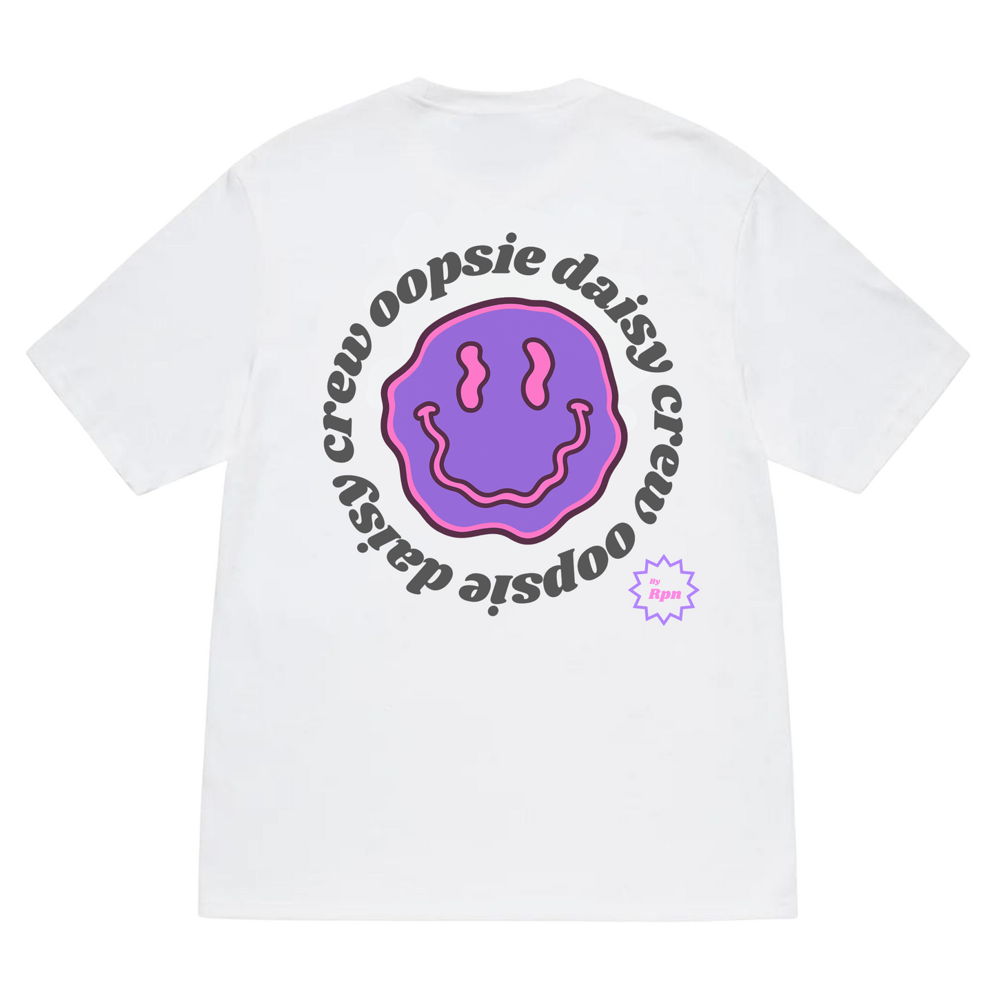 oversized short sleeved t-shirt in white with 'OOPSIE DAISY CREW' print