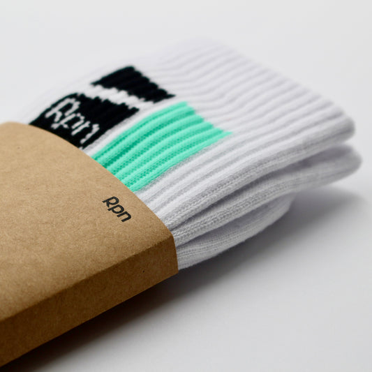 socks in white with Hyper Geo 1 series print