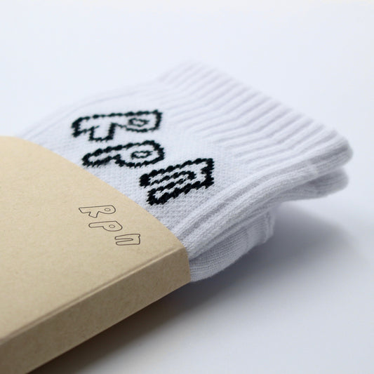 socks in white with #misc1 print