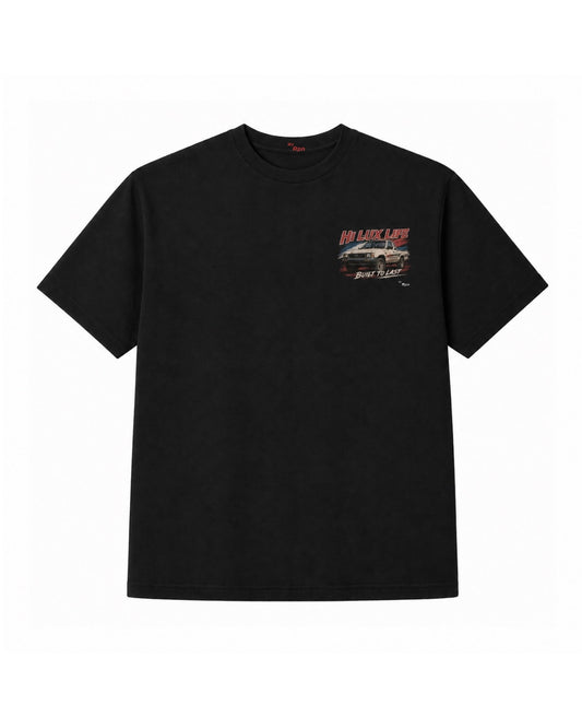 oversized short sleeved men's tshirt in black with 'HI LUX LIFE' print