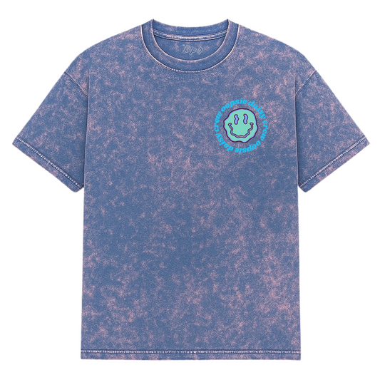 oversized short sleeved t-shirt in navy/pink stone wash with ALT ‘OOPSIE DAISY CREW’ print