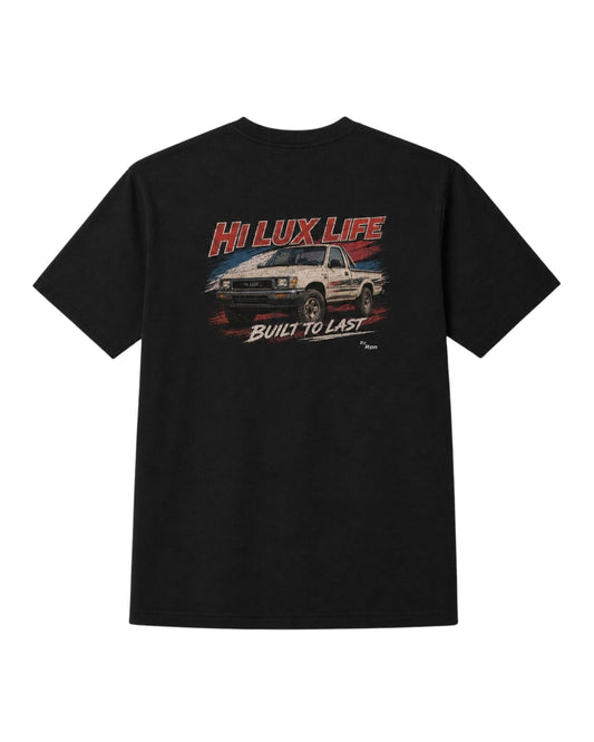 oversized short sleeved men's tshirt in black with 'HI LUX LIFE' print