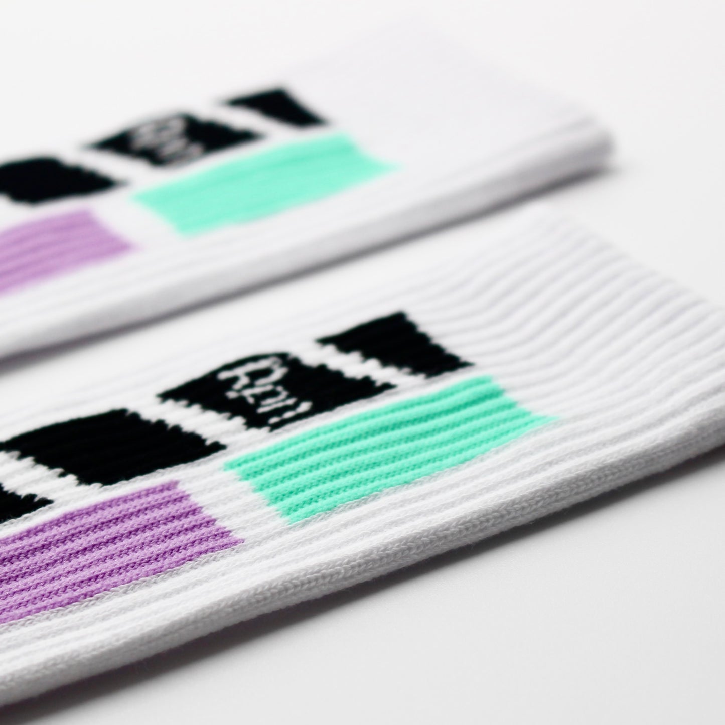 socks in white with Hyper Geo 1 series print