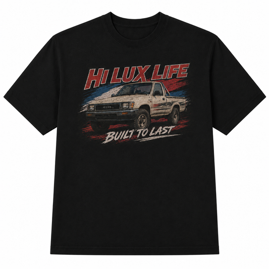 oversized short sleeved men's tshirt in black with 'HI LUX LIFE' print