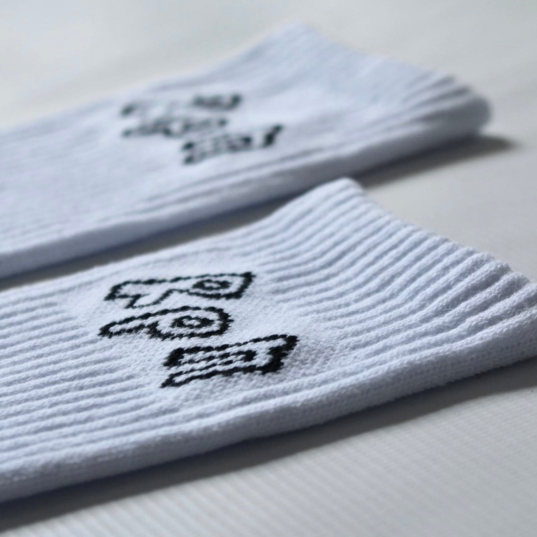 socks in white with #misc1 print