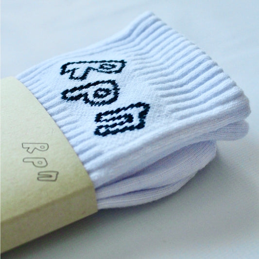 socks in white with #misc1 print