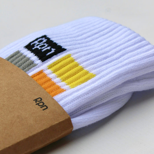 socks in white with Hyper Geo 3 series print
