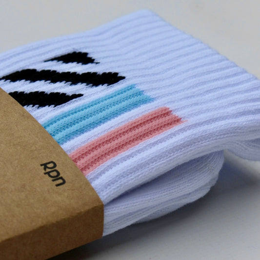 socks in white with Hyper Geo 2 series print