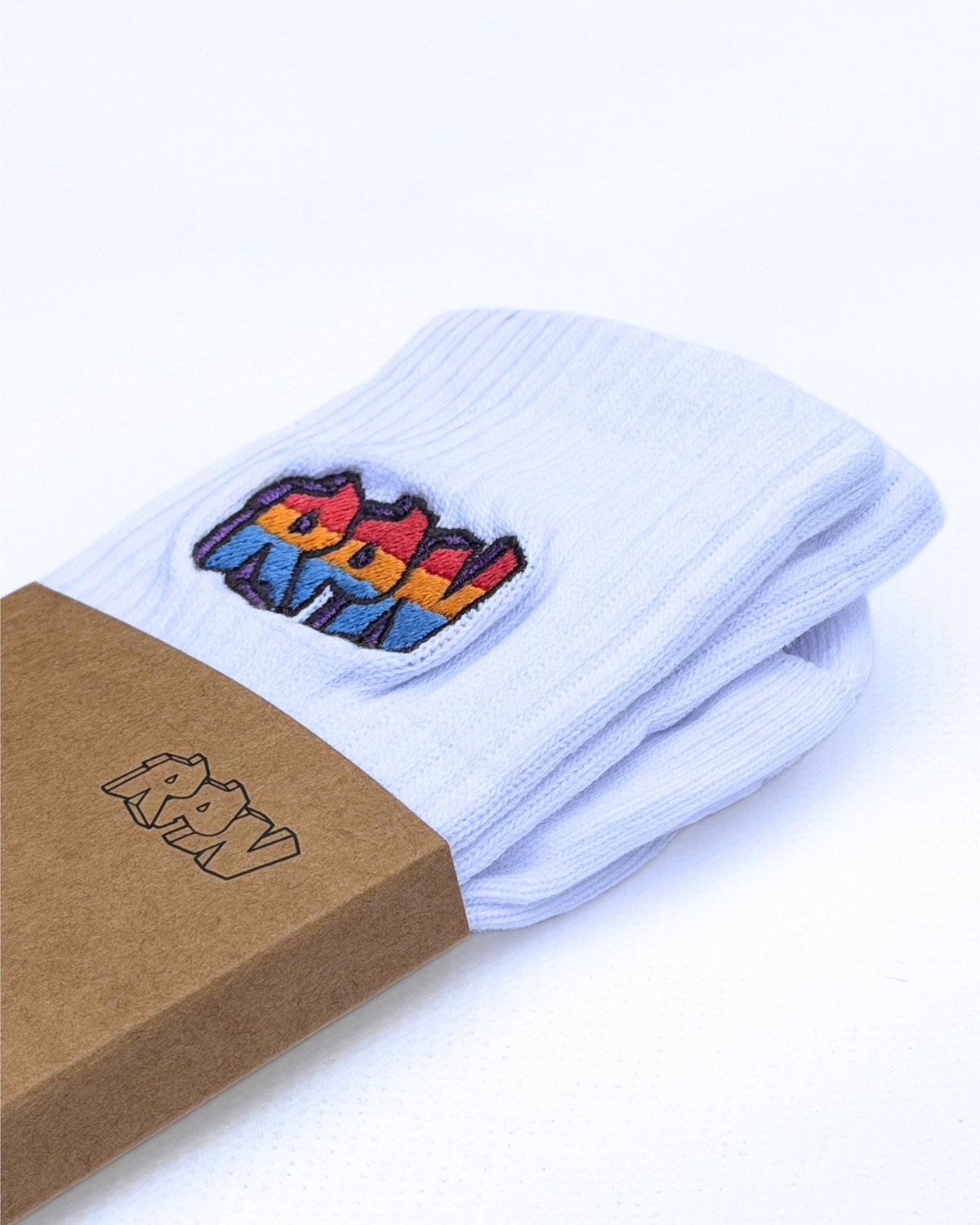 sports socks with embroidered graffiti logo