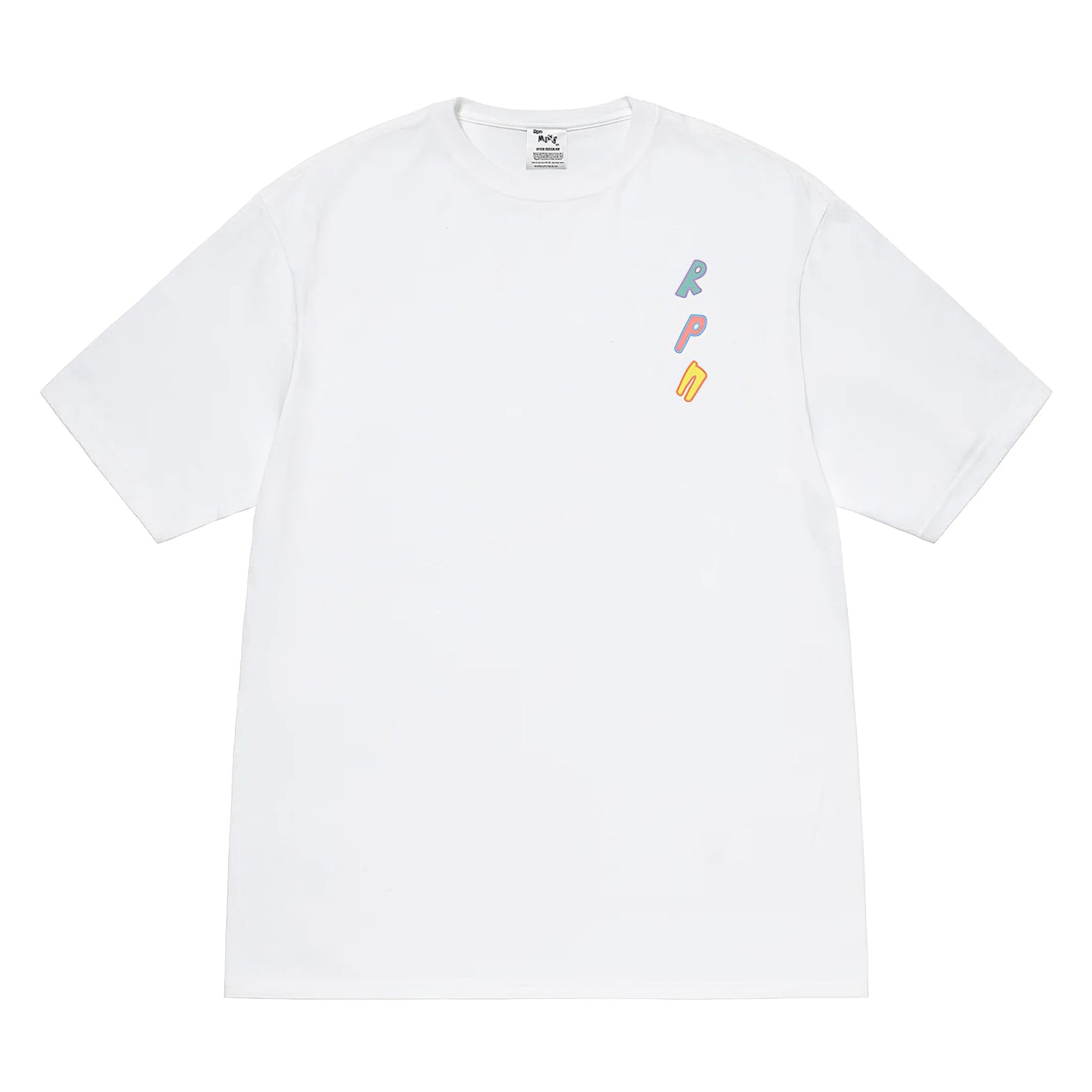 oversized short sleeved t-shirt in white with multicoloured #misc1 print